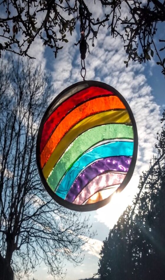 rainbow circle stained glass decorations