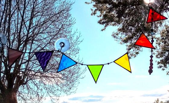 stained glass rainbow bunting