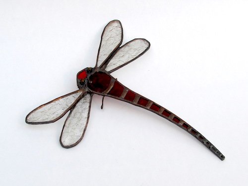 stain glass red dragonfly